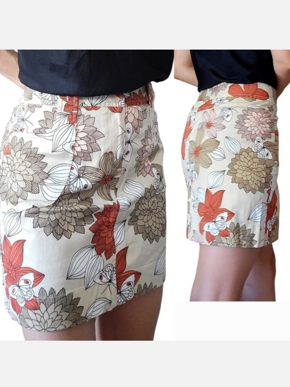NWT Ann Taylor Loft floral Print Mini skirt pockets sz.6